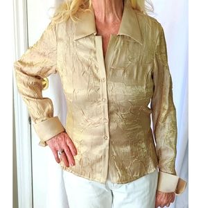 Ronnie Nicole ,gold long sleeve rhinestone button down